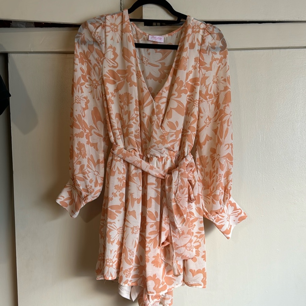 Peach floral romper